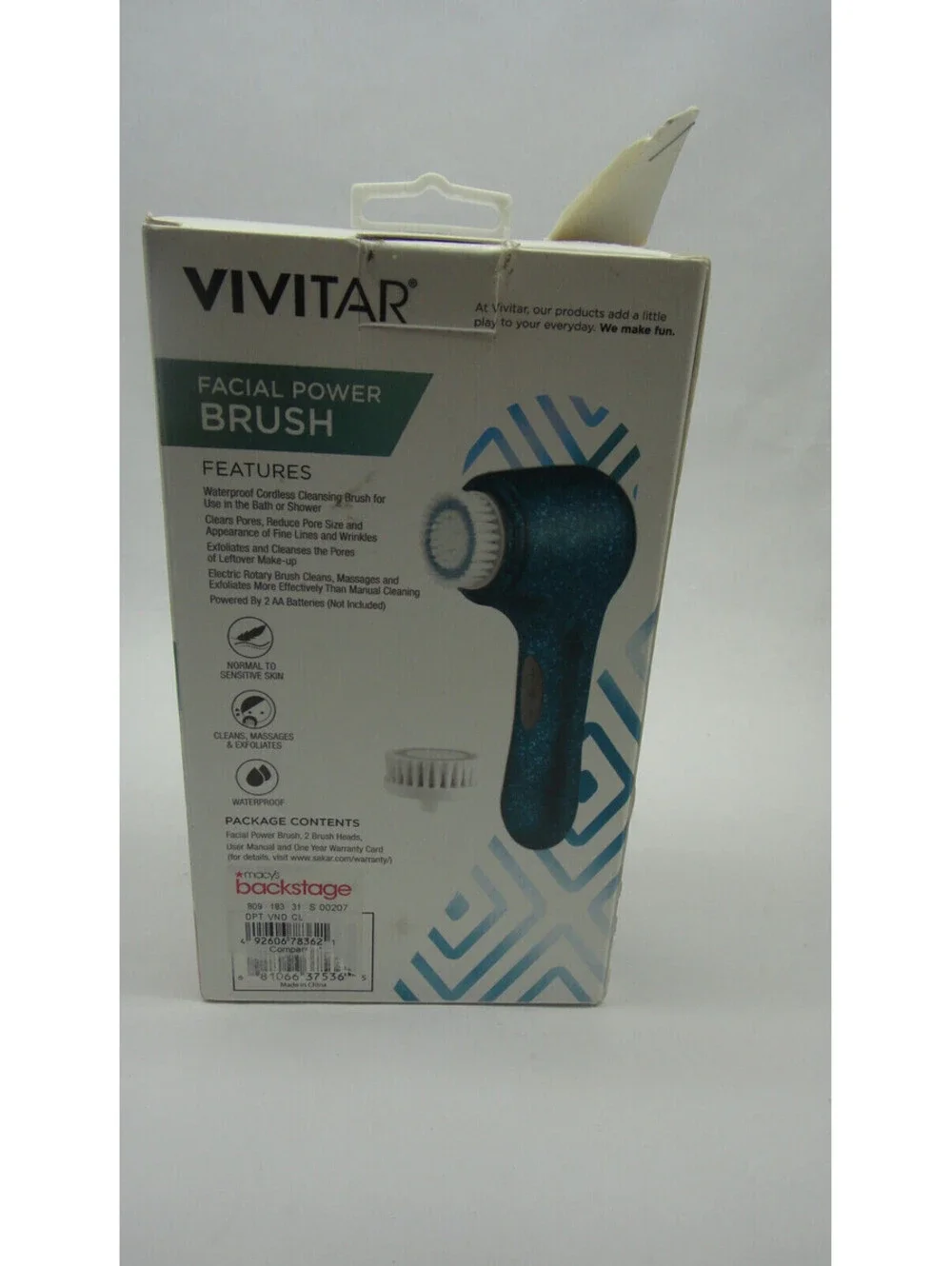 3 pack Vivitar Facial Power Brush Cleansing Facial Brush Metallic, Marble Series